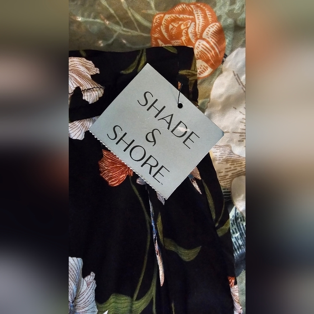 Shade & Shore Black White Floral Ruffle Waist Cover Up Pants - Small (4-6) NWT - Picture 7 of 7